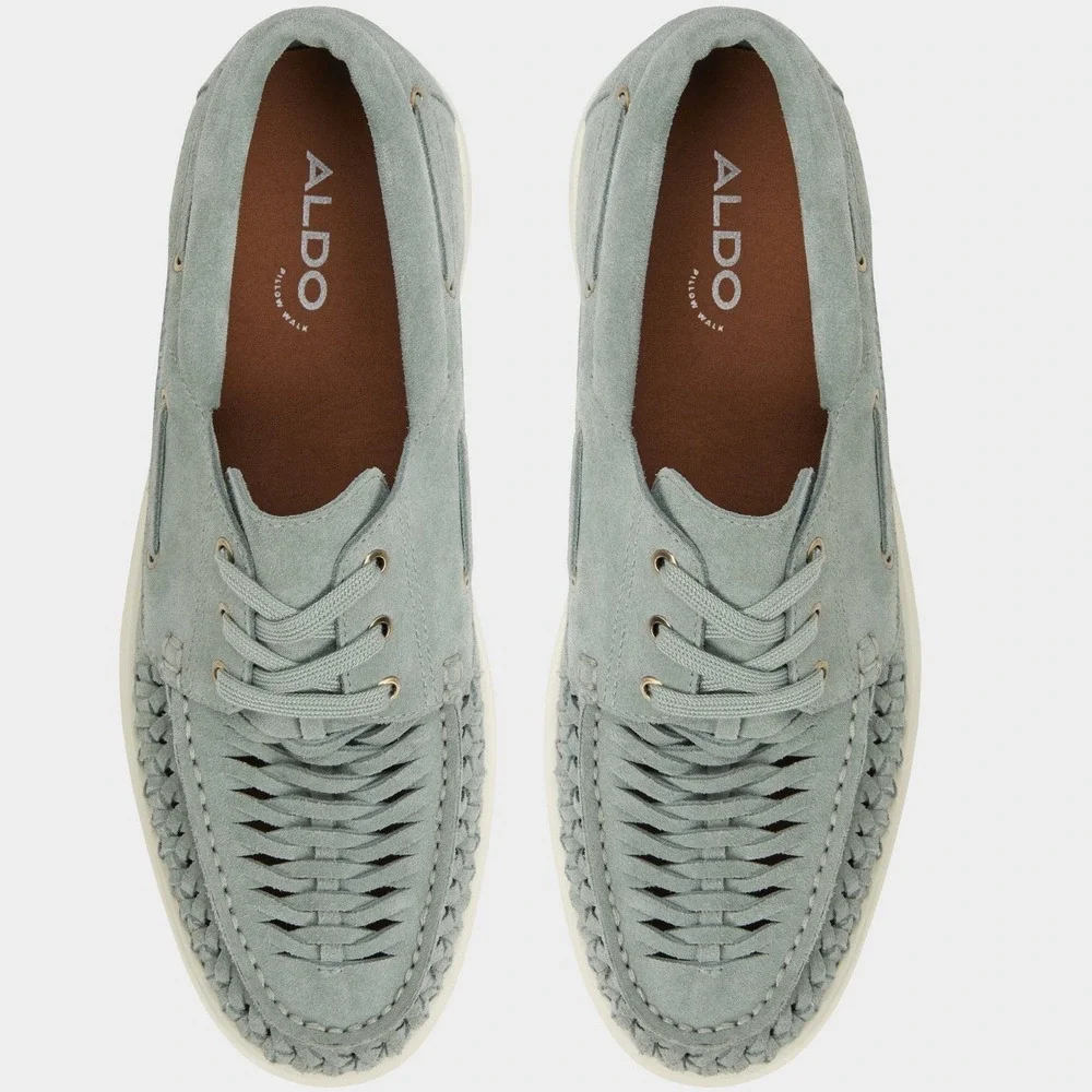 Aldo Mikal Mens Sage Suede Boat Shoes Pillow Walk Woven Lace Up Mikal-311 Size 7